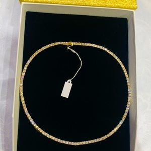 Stainless steel row tennis chain yg finish 18in4mm